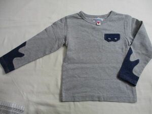 BC317【BOOHOMES】ブーフーウー　ロゴ刺繍・プリント　長袖　Tシャツ　男児　淡黒　110