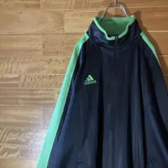 adidas トラックジャケット グリーン×ブラック パフォーマンスロゴ　2XL