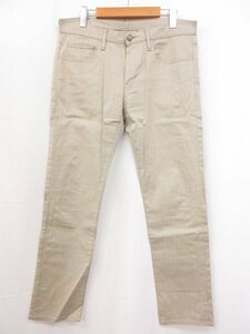 極美品【MONSIEUR NICOLE ムッシュニコル】ストレッチ コットンパンツ デニム (メンズ) size48 ベージュ系 ヘリンボーン柄 □32MPA2402□