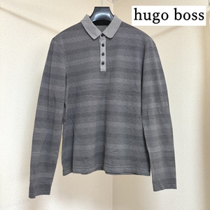 hugo boss　ヒューゴボス　メンズ　ポロシャツ　長袖　グレー　ボーダー　L