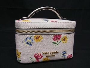 1円 ■美品■ kate spade ケイトスペード PVC 花柄 アクセサリーポーチ ジュエリーケース 小物入れ レディース アイボリー系 BL1403