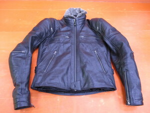 【O】ホンダ レザー ボアジャケット ブラック Lサイズ 牛革 (バッファロー) 中古品 HONDA RIDING GEAR 0SYEX-X34 USED