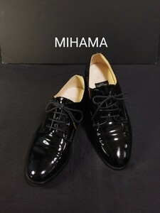 ★極美品 MIHAMA ミハマ ビジネス カジュアル シューズ 24cm ブラック 正規品 靴 黒 メンズ 横浜 元町 黒 エナメル 靴 LES CHAUSSURES 革靴