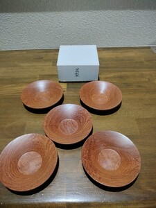 きよし作★花梨★　ハンドメイド茶托　 木製 五客 煎茶道具　無垢　天然木　自然　10