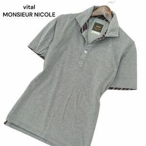 vital MONSIEUR NICOLE ムッシュ ニコル 春夏★ 半袖 スリム ポロシャツ Sz.46　メンズ グレー　A4T06426_6#A