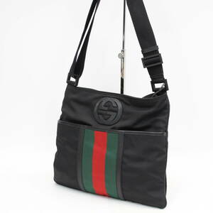 504)【1円スタート♪】GUCCI グッチ シェリーライン ショルダーバッグ 斜め掛け 肩掛け ナイロン×レザー 181067 467891