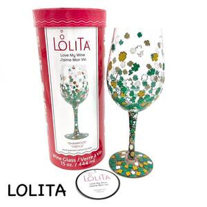 LOLITA｜ロリータ ワイングラス 未使用品【アクティ】四つ葉のクローバー ハンドペイント ラメ ゴージャス 新品 ブランド a861et oth