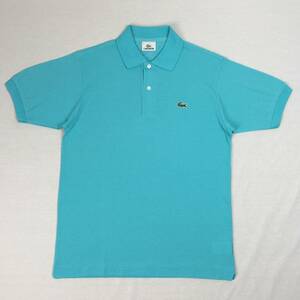 【美品】LACOSTE ラコステ ポロシャツ L1212X 鹿の子 サイズ3 水色 日本製 半袖 シャツ