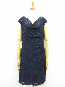 極美品【LAUREN RALPH LAUREN Dress ローレンラルフローレン】総レース柄 ノースリーブワンピース (レディース) 14P ネイビー□33LT5120