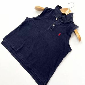 Ralph Lauren ☆ 160 キッズ レディース◎ ノースリーブ ポロシャツ 風合い◎ ネイビー 春夏 定番 大人カジュアル ラルフローレン■FE189