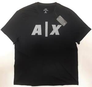 [新品] ARMANI EXCHANGE　「AX」のバイアスロゴ入り【メンズ・ジャージ半袖Tシャツ】◆2023年春夏モデル　サイズ：XL(52相当)　◆色：黒