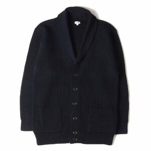 Paul Smith ポールスミス カーディガン サイズ:L リブ編み ウール ニット カーディガン ミドルゲージ ネイビー 紺 トップス セーター