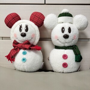 TDR クリスマス snosnow 雪だるま 大きなぬいぐるみ ミッキー35cm＆ミニー33cm 