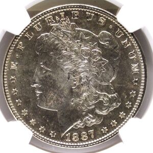 1887年 アメリカ 1ドル銀貨 NGC MS62 PL モルガンダラー[FS080333]