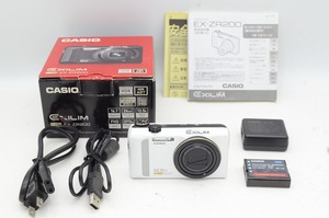 【適格請求書発行】美品 CASIO カシオ EXILIM EX-ZR200 コンパクトデジタルカメラ ホワイト 元箱付【アルプスカメラ】240731d