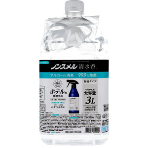 【まとめ買う】ノンスメル清水香 衣類・布製品・空間用消臭剤 無香タイプ 詰替用 大容量 注ぎ口付 3L×12個セット