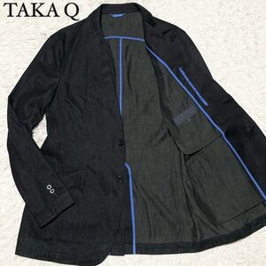 希少な2XL相当!!!【極美品】タカキュー TAKA Q 【さり気ないオシャレ】パイピング デニム テーラードジャケット サイズ3L メンズ