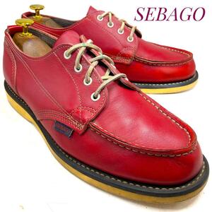 ☆即決・送料無料☆SEBAGO セバゴ DOCKSIDES ドックサイド レザーデッキシューズ 赤 レッド 26cm 革靴 カジュアル 本革 本皮 メンズ