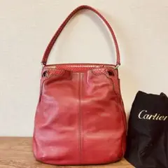 Cartier マルチェロ/パイソン/ハンドバッグ/レザー/RED/