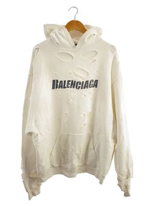 BALENCIAGA◆21SS/caps destroyed hoodie/XXS/コットン/WHT/プリント//