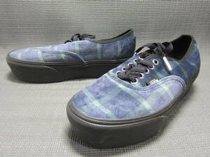 VANS バンズ ヴァンズ　AUTHENTIC オーセンティック　721356　厚底スニーカー　24.5cm　青　チェック　S2406A