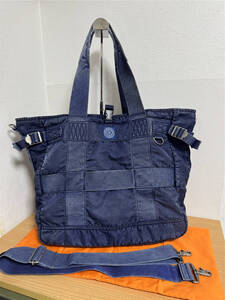 激レア●極美品●Porter Classic ポータークラシック スーパーナイロン 2way トートバッグ SUPER NYLON Blue Tote Bag ネイビー