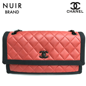 シャネル CHANEL ショルダーバッグ ココマーク マトラッセ 2015年～2016年 ラムスキン レッド×ブラック