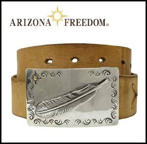 ★定価￥130248★ ARIZONA FREEDOM アリゾナフリーダム K18 太陽神 シルバー 唐草 70mm 特大 イーグル フェザー バックル レザー ベルト 30