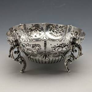 1903年 英国アンティーク 純銀製 脚付きボウル 126g Goldsmiths & Silversmiths