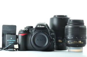 【良品 シャッター数3857回】 ニコン Nikon D3100 ダブルズームセット 18-55mm f3.5-5.6 55-200mm f4-5.6 Lens[H0041]