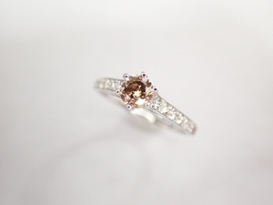 美品 K18(WG) ブラウンダイヤ0.338ct(FB-I1) リング 指輪