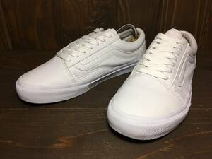 ★VANS バンズ 国内企画 OLD SKOOL オールドスクール オール レザー 白×白 26.5ｃm 美品 Used 検 SK8 スリッポン ハーフキャブ スタイル36