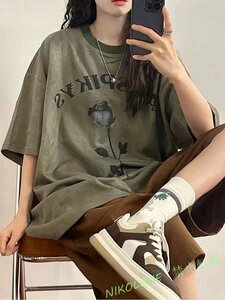 新品レディース Tシャツ トップス 春夏 ゆったり 可愛い 英文字 丸首 大きいサイズ 半袖 M-4XL LC241