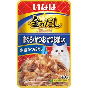 （まとめ買い）いなばペットフード 金のだしパウチ まぐろ・かつお かつお節入り 40g 猫用フード 〔×48〕