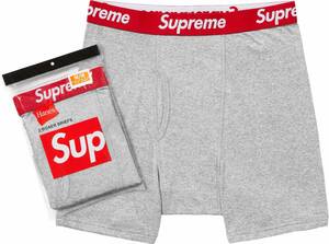 Supremeシュプリーム Hanes Boxer Briefsヘインズ ボクサー ブリーフ(2 Pack)2枚組 Heather Greyグレー#XL新品未開封 送料込 nike new era