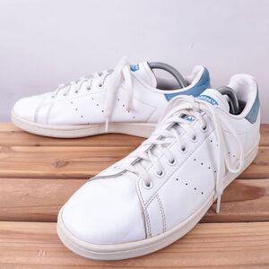 z6234 アディダス スタンスミス US9 1/2 27.5cm/白 ホワイト 青 ブルー adidas STAN SMITH メンズ スニーカー 中古