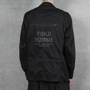 ヨウジヤマモト　オム　yohji yamamoto POUR HOMME　17AW バック　スタッフ　ロゴ　カバーオール　ワーク　ジャケット　黒　2