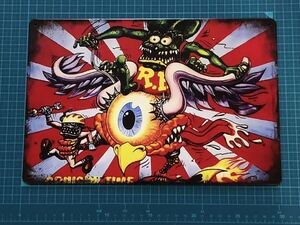 ZJ0F-ブリキ看板】Rat Fink ラットフィンク　世界中にマニアがいるRat Finkです エド・ロスを自分の部屋や秘密基地の壁にいかがでしょうか 