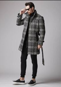 AKM STAND ROPE COAT スタンドカラーコート ブラック×ホワイト 2019AW 定価178,200円