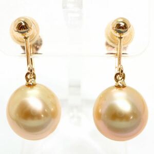 豪華!!TASAKI(田崎真珠)《K18 ゴールデンパールイヤリング》J 6.0g 約10.3mm珠 白蝶 pearl パール necklace ジュエリー jewelry EB7/EB9