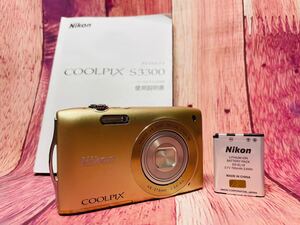 説明書付き Nikon ニコン COOLPIX S3300 ゴールド デジタル 