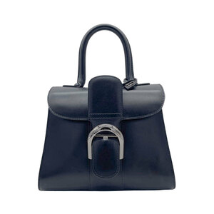 DELVAUX デルヴォー 2WAYハンドバッグ ブリヨンミニ ボックスカーフ ブラック ガンメタ金具