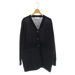 エンフォルド ENFOLD 24AW ジャケットレイヤードカーディガン JACKET LAYERED CARDIGAN 長袖 Vネック 38 M 紺