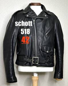 ②schott【42】518米国製 ダブルライダース◇牛革ジャンninja ハーレーgpz FATBOY softail★匿名配送★