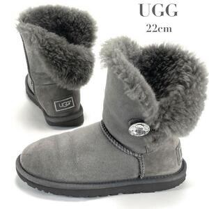 UGG アグ BAILEY BUTTON BLING ベイリーボタン ムートンブーツ ショートブーツ 22cm グレー レディース 3349 秋 冬 おしゃれ