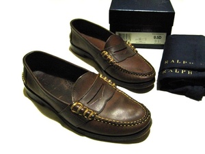 米国製 Ralph Lauren ラルフローレン ９ハーフD 茶革 ローファー 15650 スリッポン Edric Brown Oiled Calf オイルド カーフ アメリカ製