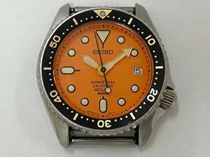  SEIKO セイコー パーペチュアルカレンダー SCUBA スキューバ 200m オレンジ文字盤 クォーツ メンズ 時計 8F35-00A0 ジャンク 