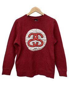 STUSSY◆スウェット/S/コットン/RED/無地/SSリンク/USA製