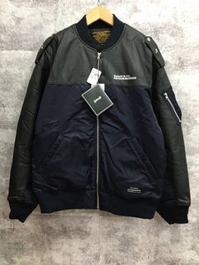 NEIGHBORHOOD NH X Schott . LEATHER COMBI MA-1 JACKET ネイバーフッド ショット ネイビー【4371-004】