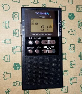 TY-TPR1 TOSHIBA 東芝 美品 受信確認済 完動品 AM FM ワンセグTV音声 名刺サイズ 通勤 競馬 防災 出張 登山 000000000 TY-TPR2 姉妹品 